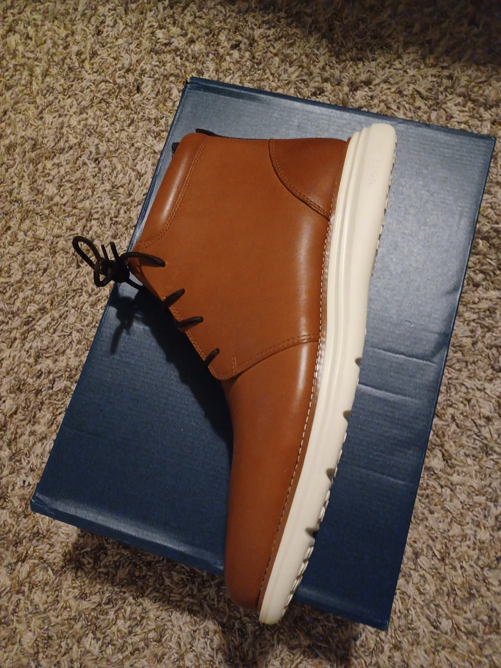 Cole Haan Men’s Tan Leather Casual Chukka Boots British Tan/ivory